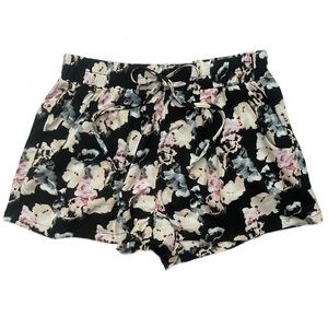 Gypsies & Moondust Shorts w/pockets abstract black and pastel watercolor flowers